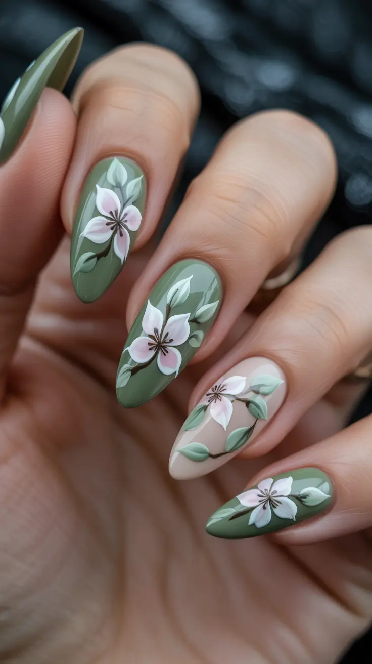 Spring Nail Art Designs Olive Petal Harmony