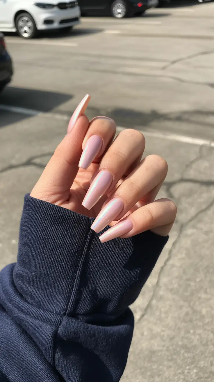 trendy spring nail colors 2026 + Pearl Pink Chrome For A Glossy Spring Glow