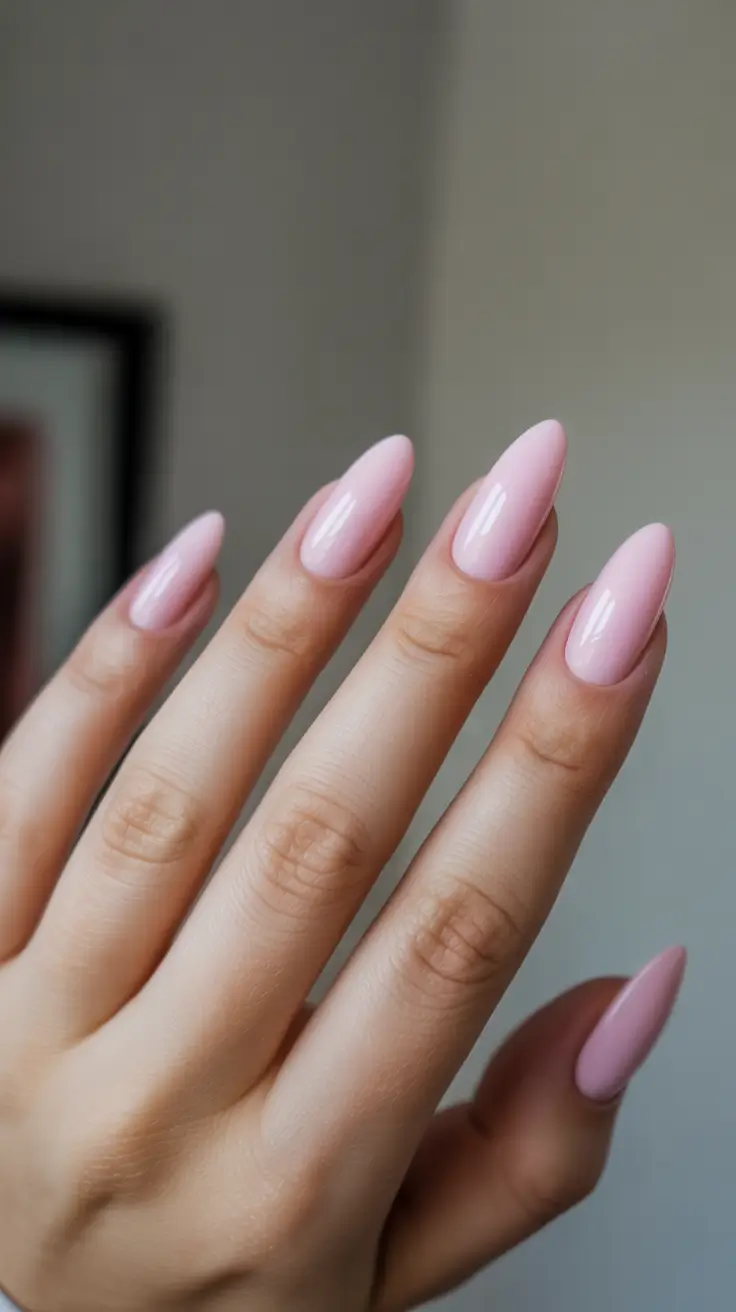 trendy spring nail colors 2026 + Baby Pink Almonds For A Clean, Soft Reset