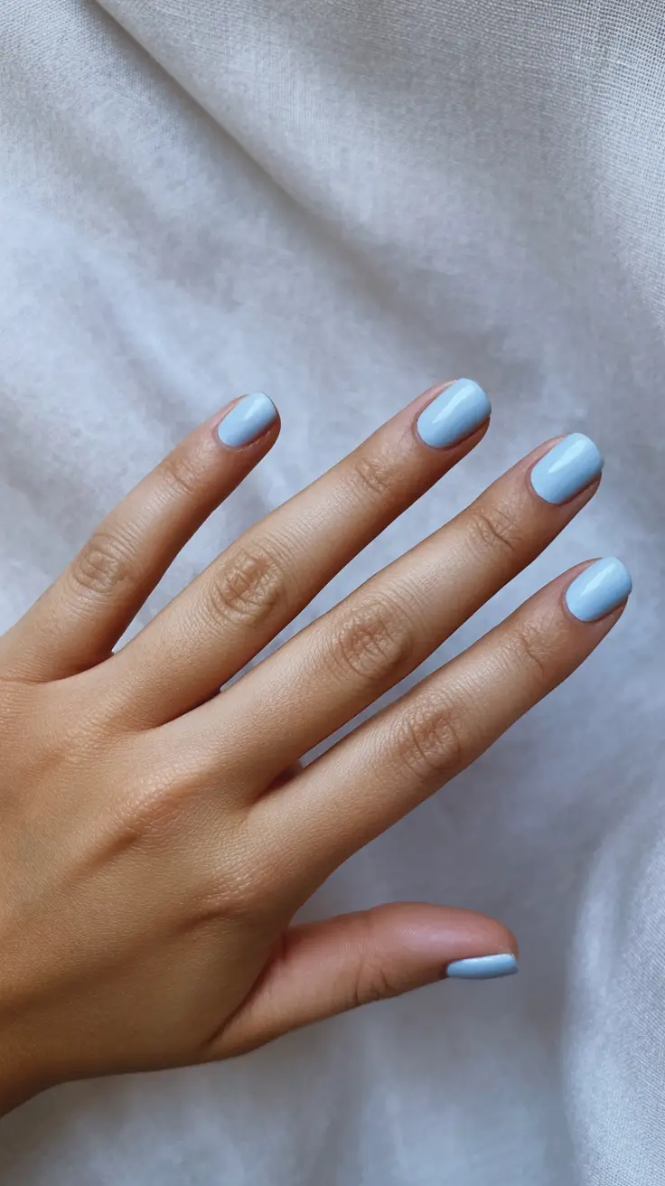 trendy spring nail colors 2026 + Baby Blue Minimalism For Fresh Spring Energy