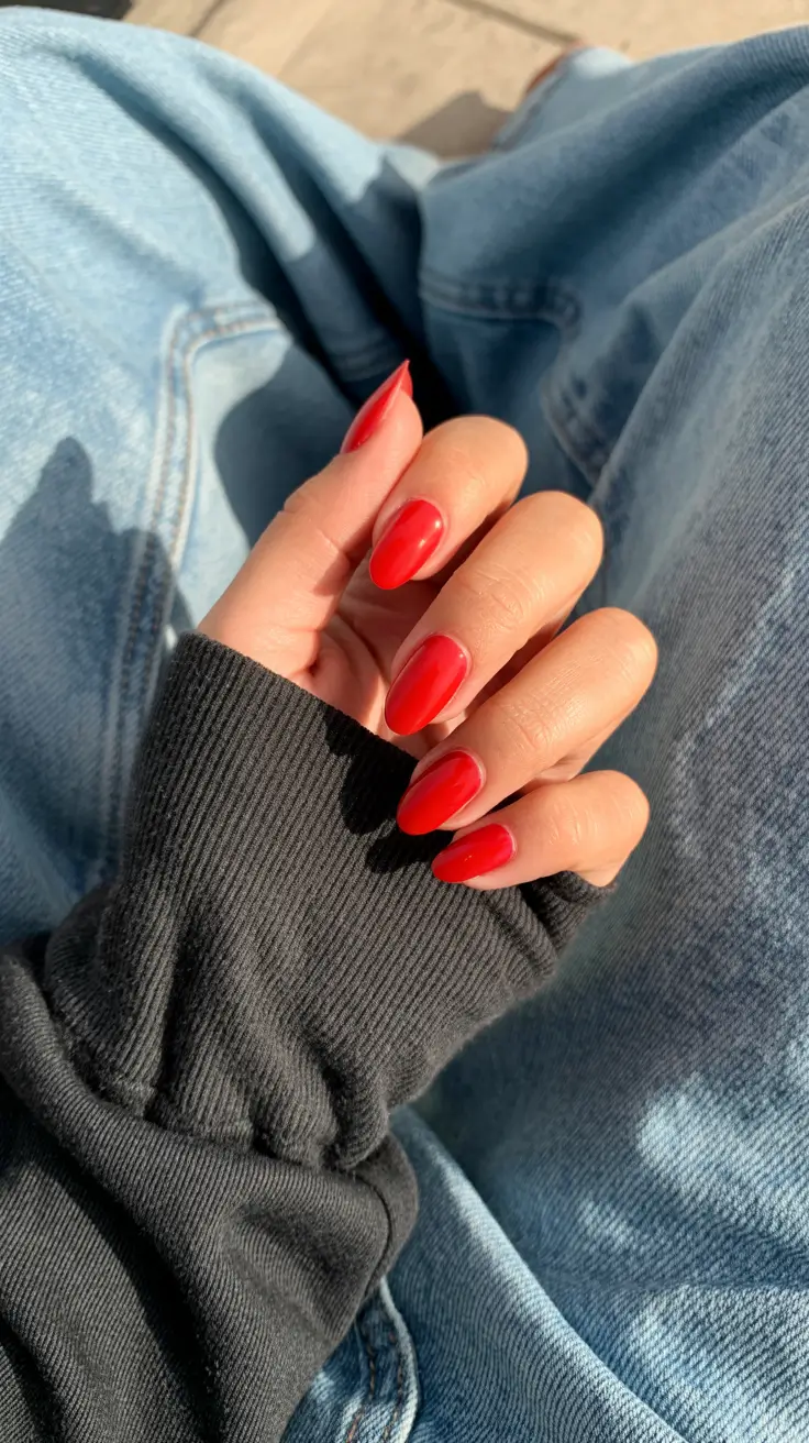 trendy spring nail colors 2026 + Classic Red With A Springtime Twist