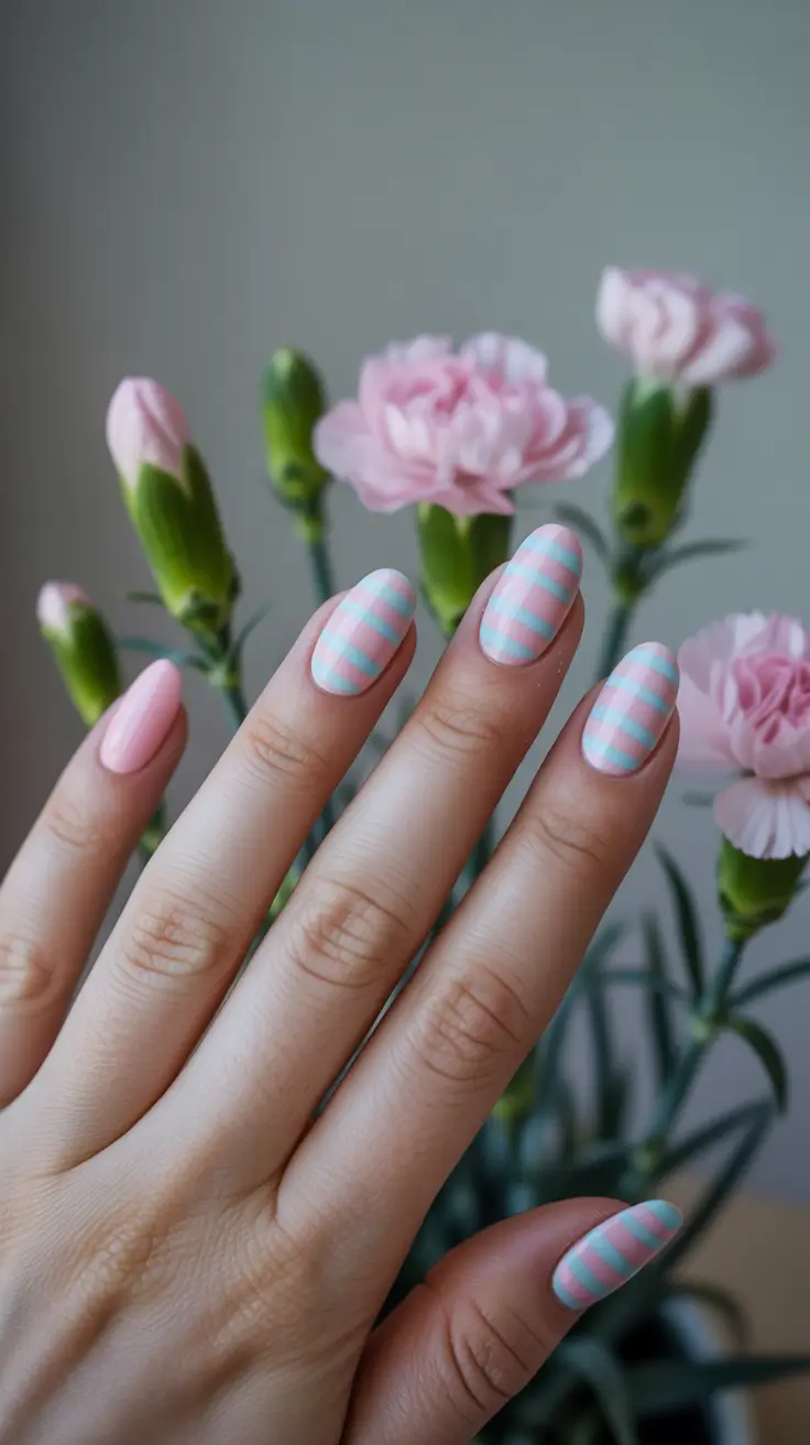 minimalist spring nail design 2026 + Pastel Candy Stripes With A Minimalist Spring Twist
