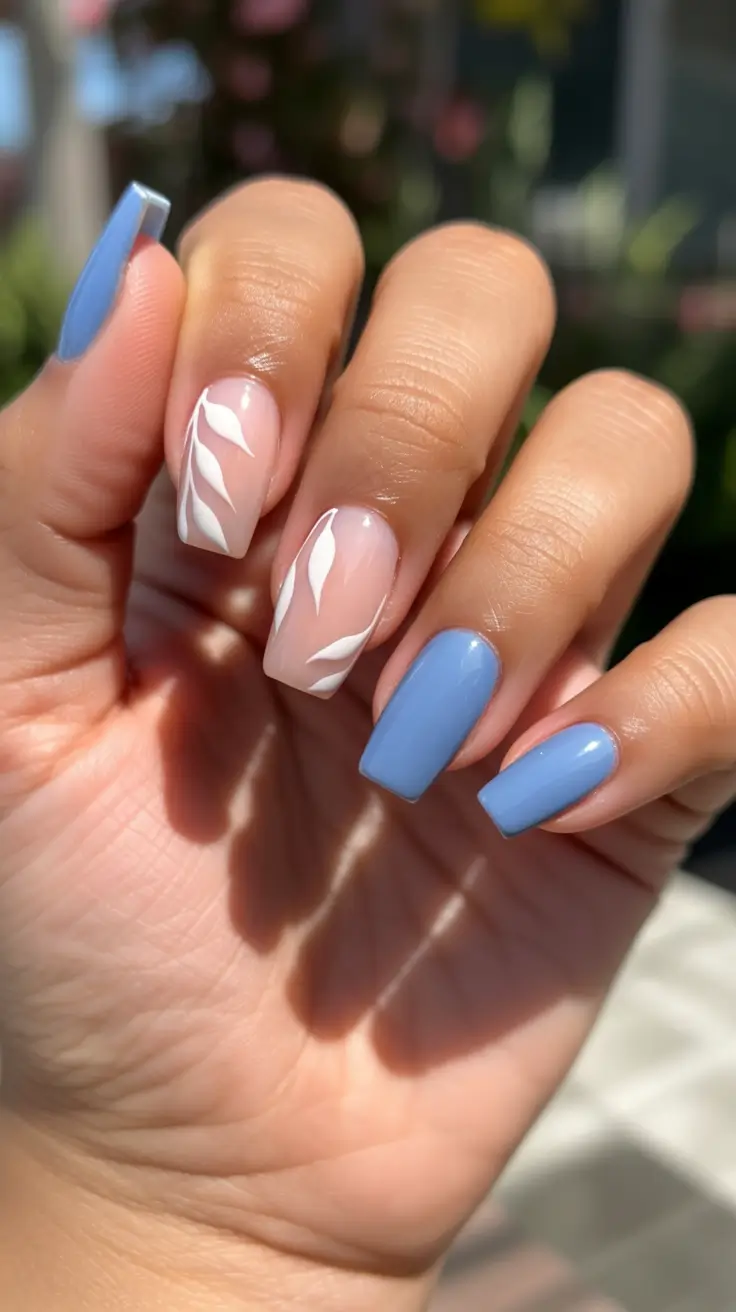 minimalist spring nails for work 2026 + Soft Blue Minimal Linework That Feels Like Fresh Air
