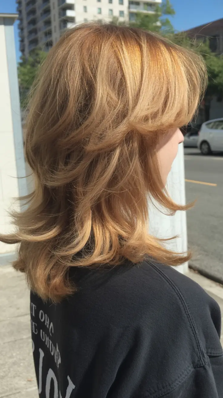 chic spring shag hairstyles inspiration 2026 + Feathered Honey Shag With Full Swing Bangs