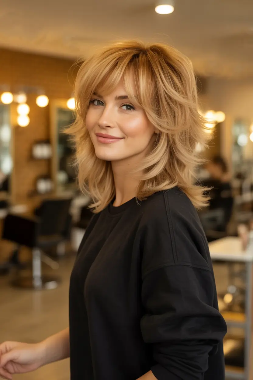 chic spring shag hairstyles inspiration 2026 + Fluffy Blonde Long Shag With Salon Blowout Energy