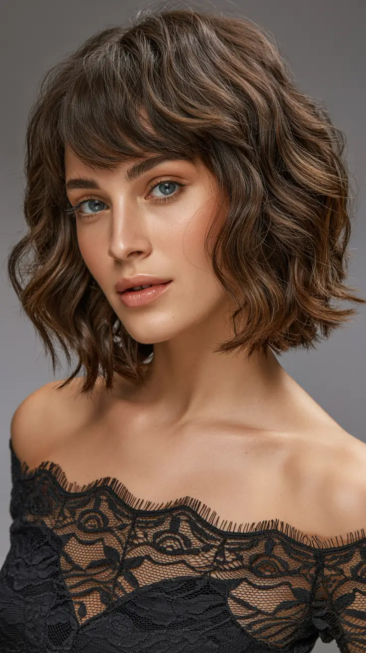 spring short haircuts 2026 Soft Textured Parisian Bob with Wispy Fringe