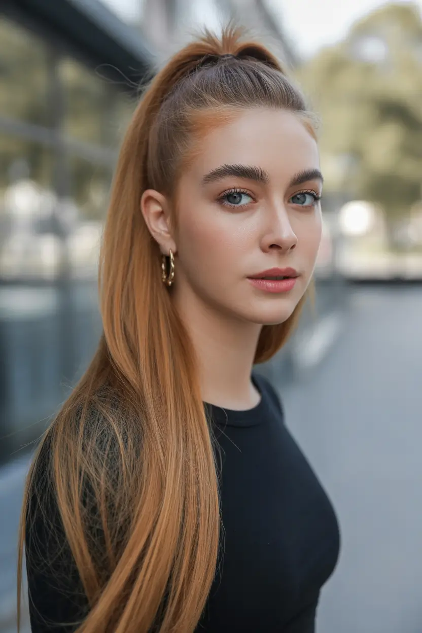 chic spring straight hairstyles for 2026 + High Ponytail With Sleek Crown And City-Girl Length