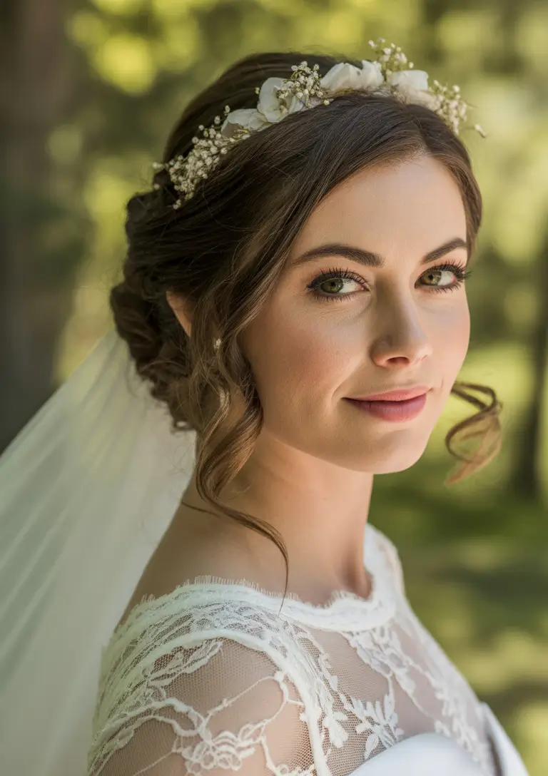 modern spring wedding hairstyles trends 2026 Botanical Low Chignon With Soft Tendrils