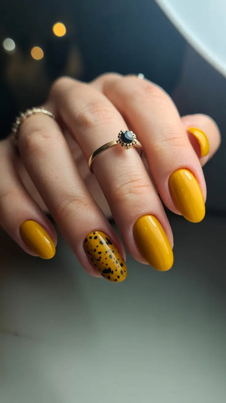 stylish colorful spring nails 2026 Sunflower Yellow Minimal Nails With Graphic Accent