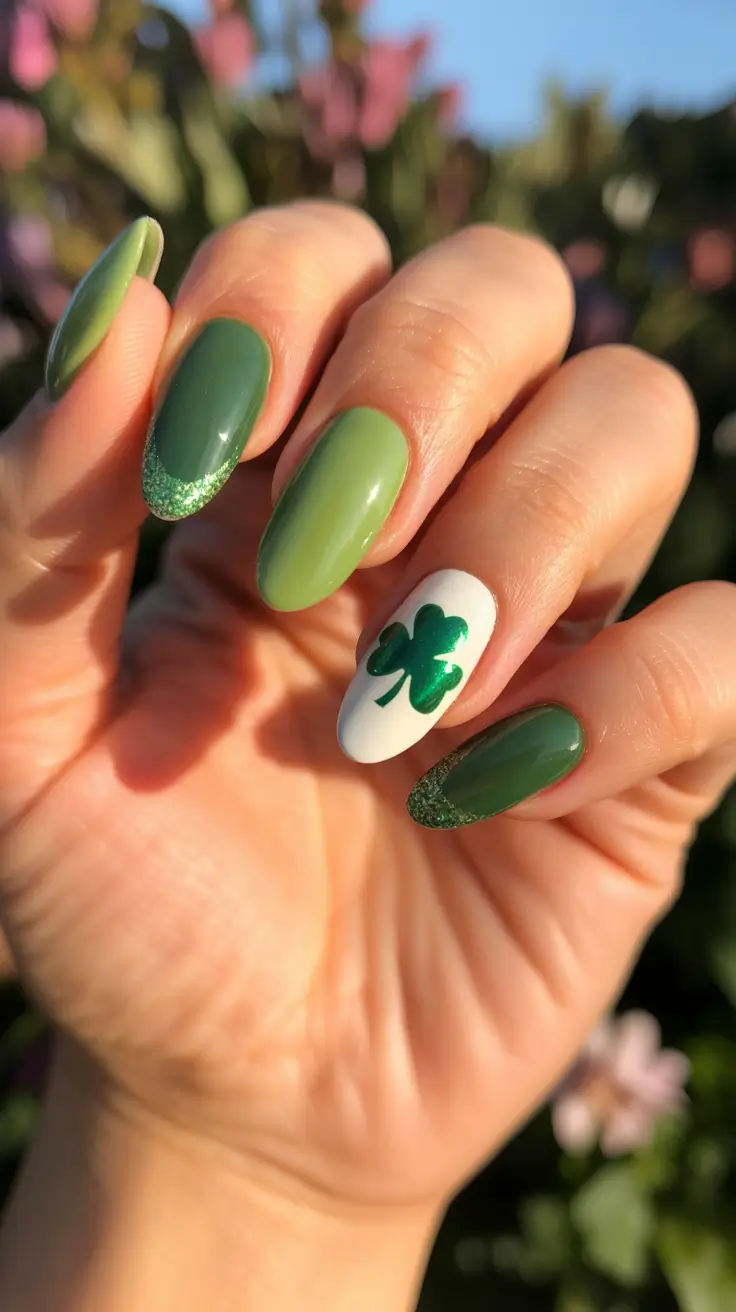 stylish early spring nails 2026 Fresh clover green spring charm