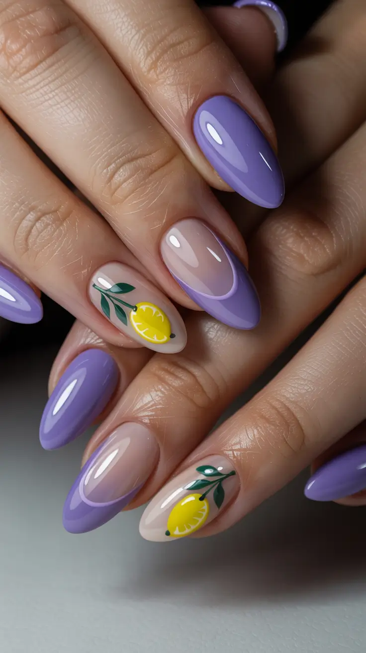 stylish early spring nails 2026 Lavender citrus whisper