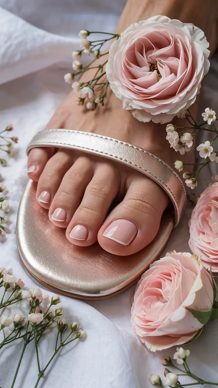 stylish spring toe nails 2026 Soft Blush Minimalism with a Modern French Touch