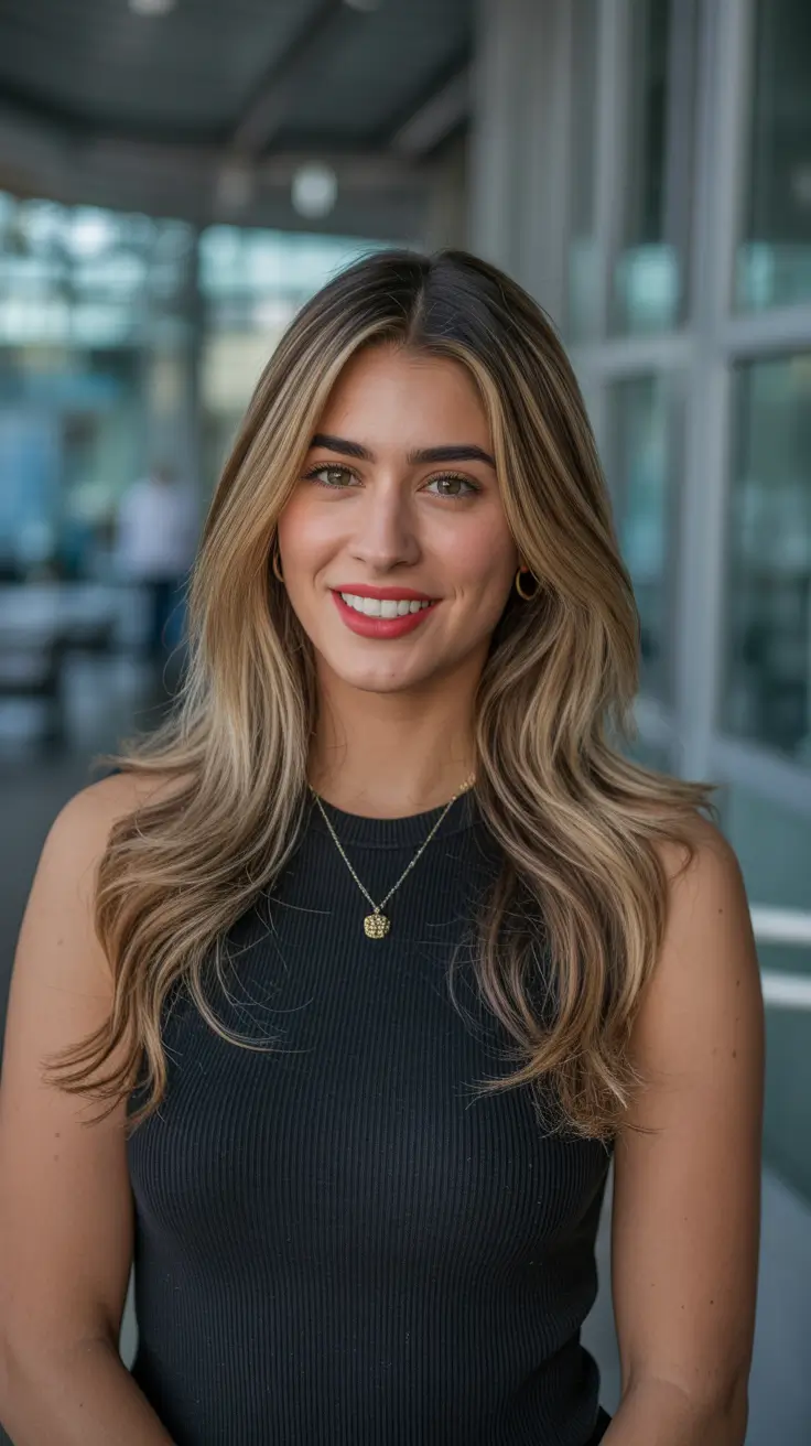 vibrant spring brown hair color 2026 Bright Bronde Lift with Soft Root Shadow