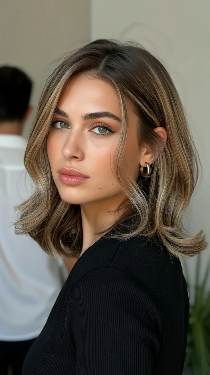 vibrant spring brown hair color 2026 Soft Mushroom Brown with Airy Layers
