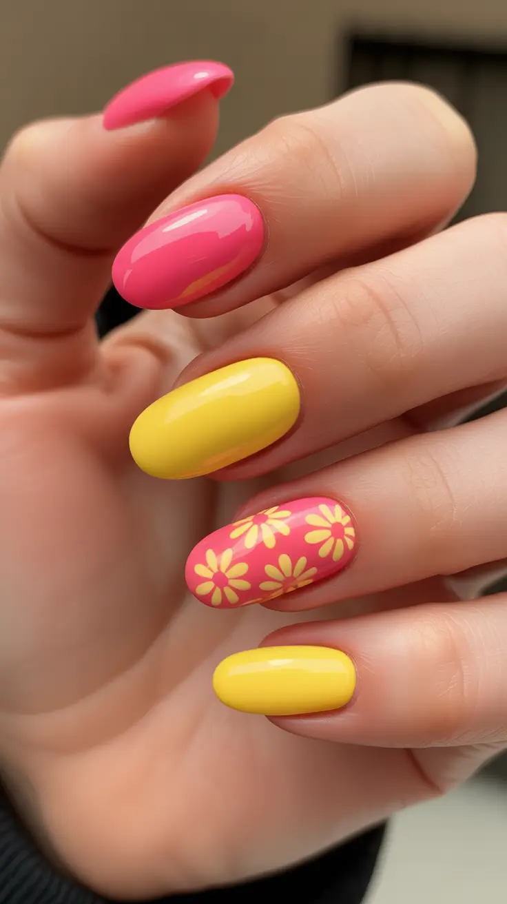 spring oval nails 2026 Bright Spring Bloom Oval Nails