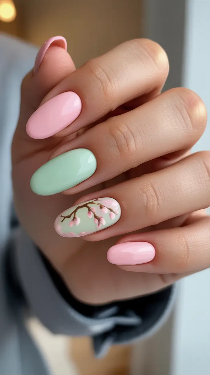 spring oval nails 2026 Cherry Blossom Pastels For A Soft Spring Mood